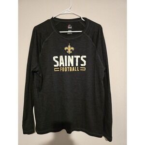 New Orleans Saints Long Sleeve Shirt MENS XL Majestic NFL Graphic Tee Gray
